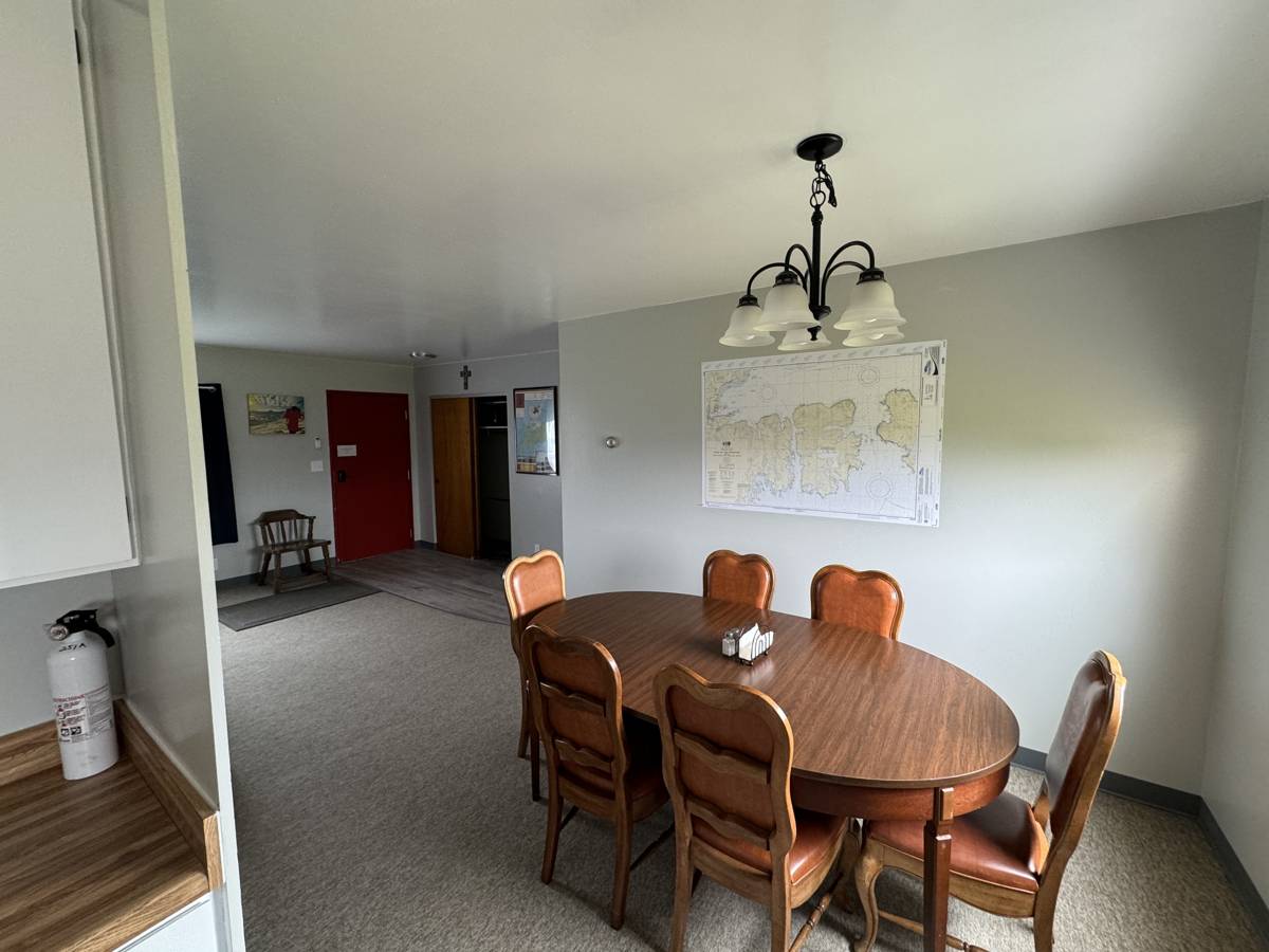 Formal dining room with Alaska map